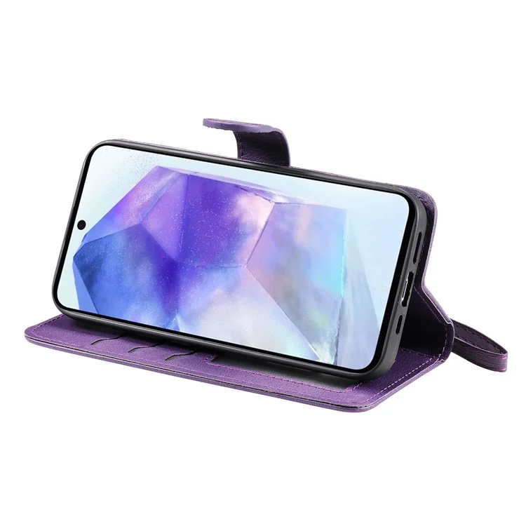 KT Lederreihe-3 für Samsung Galaxy A55 5G Hülle PU-Leder Abnehmbare Flip Wallet Phone Cover - Lila