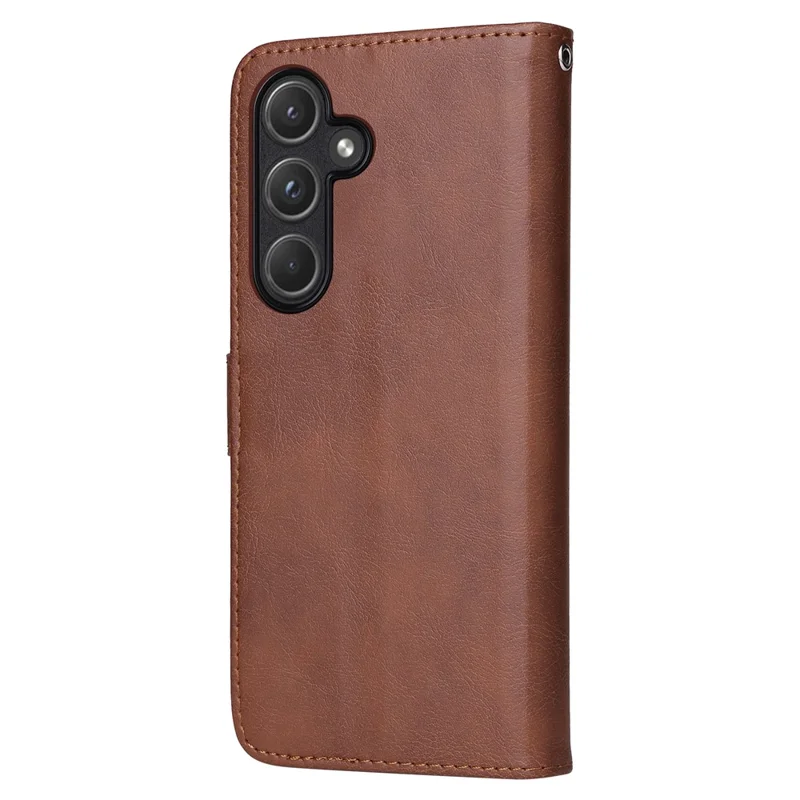 For Samsung Galaxy A55 5G Case 2 in 1 Detachable Magnetic Leather Wallet Mobile Cover with Strap - Brown