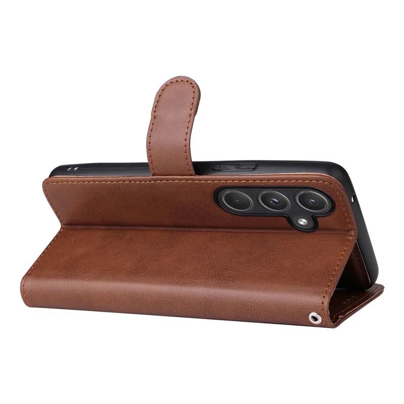 For Samsung Galaxy A55 5G Case 2 in 1 Detachable Magnetic Leather Wallet Mobile Cover with Strap - Brown