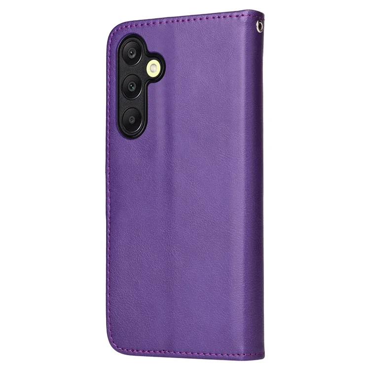 KT Leather Series-3 Per Samsung Galaxy A25 5G (Global) (161,0 X 76,5 X 8,3 mm) Custodia in Pelle PU Copertura del Telefono Portafoglio Staccabile - Viola