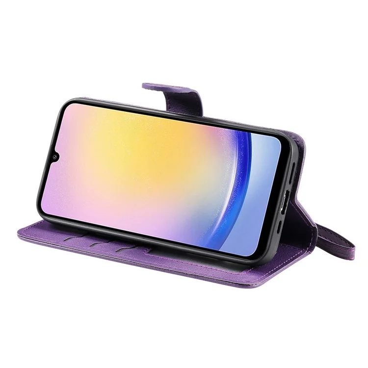 KT Leather Series-3 Per Samsung Galaxy A25 5G (Global) (161,0 X 76,5 X 8,3 mm) Custodia in Pelle PU Copertura del Telefono Portafoglio Staccabile - Viola