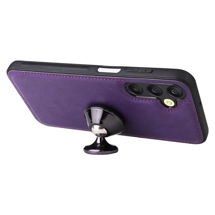 KT Leather Series-3 Per Samsung Galaxy A25 5G (Global) (161,0 X 76,5 X 8,3 mm) Custodia in Pelle PU Copertura del Telefono Portafoglio Staccabile - Viola