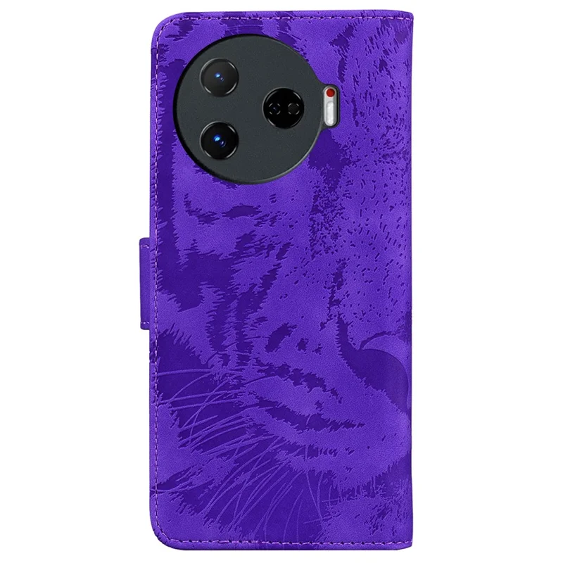 For TECNO Camon 30 Pro 5G Stand Case Tiger Imprint Leather Wallet Phone Cover - Purple