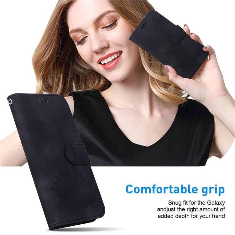 Per TECNO Camon 30 4G / 30 5G Custodia Lotus Imprint Leather Wallet Phone Cover con cinturino per il polso - Nero