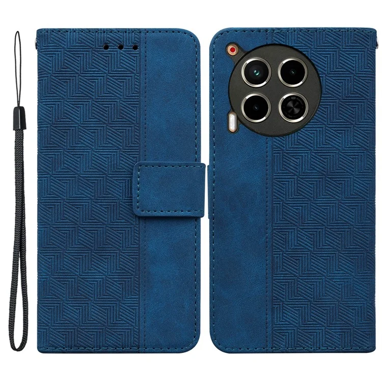Para TECNO Camon 30 4G / 30 5G Funda de Cartera con Correa Patrón Geométrico Impreso Funda de Cuero Plegable para Teléfono - Azul