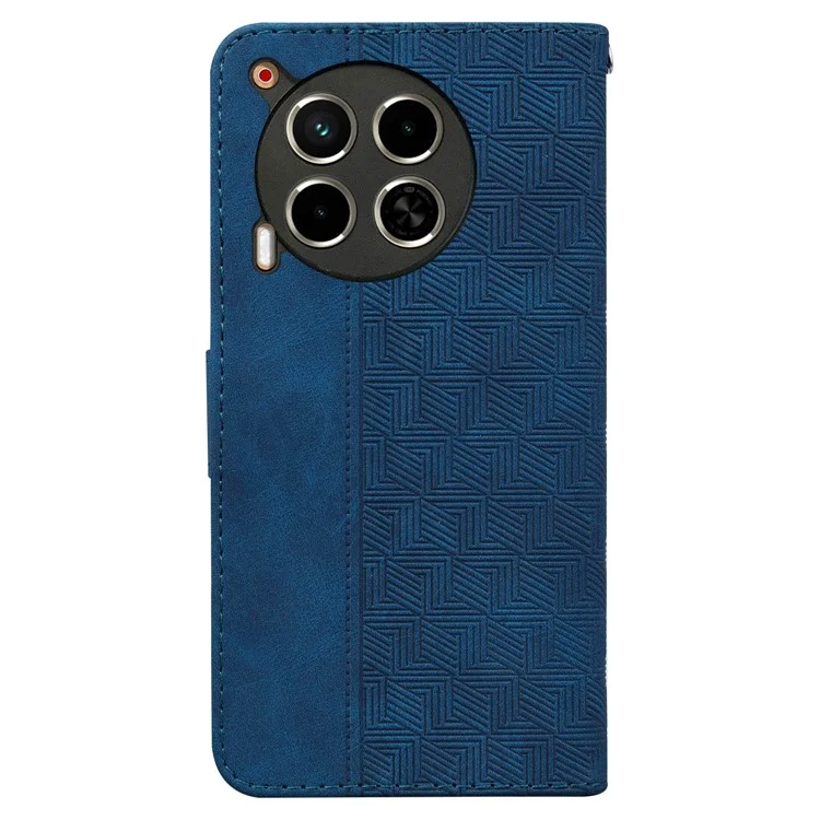 Para TECNO Camon 30 4G / 30 5G Funda de Cartera con Correa Patrón Geométrico Impreso Funda de Cuero Plegable para Teléfono - Azul