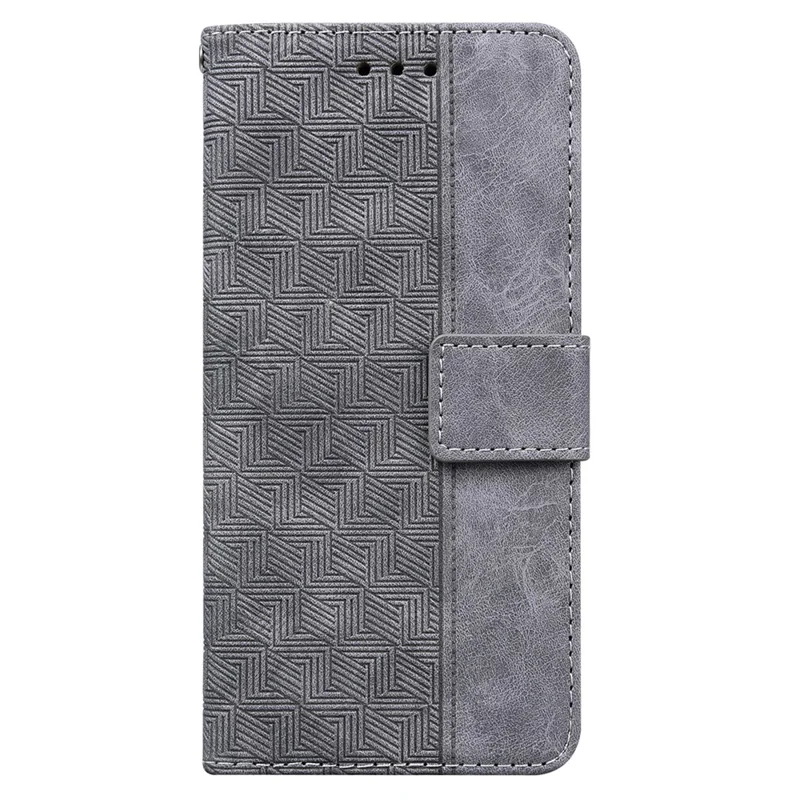 For TECNO Camon 30 4G / 30 5G Wallet Case with Strap Geometry Imprint Leather Flip Phone Cover - Grey