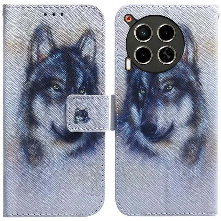 Para TECNO Camon 30 4G / 30 5G Funda Estampado Antideslizante Funda de Cuero PU para Billetera Teléfono - Lobo