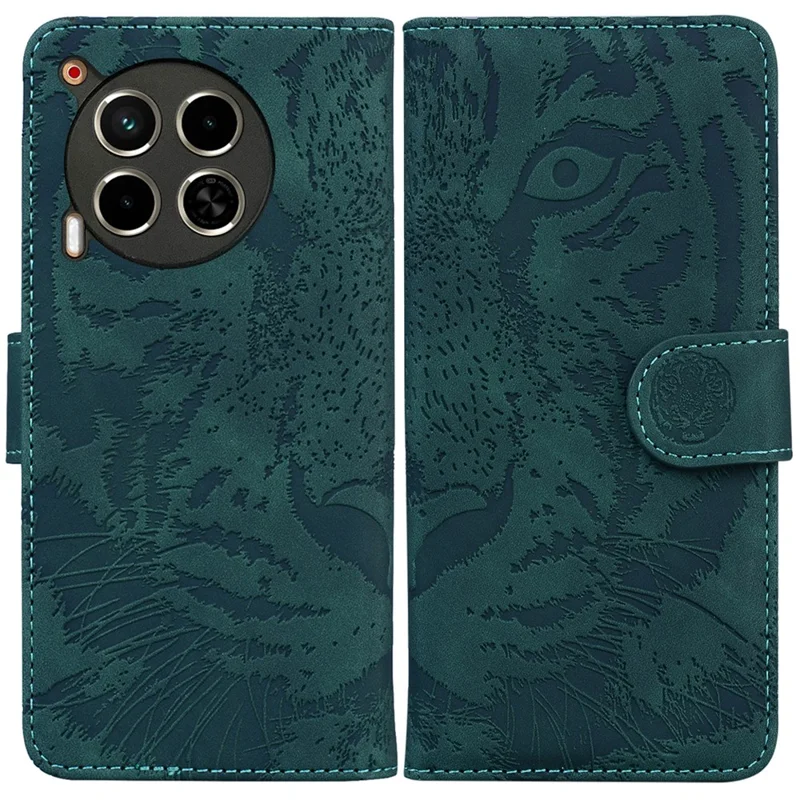 For TECNO Camon 30 4G / 30 5G Case Tiger Imprint Leather Wallet Phone Cover with Stand - Green
