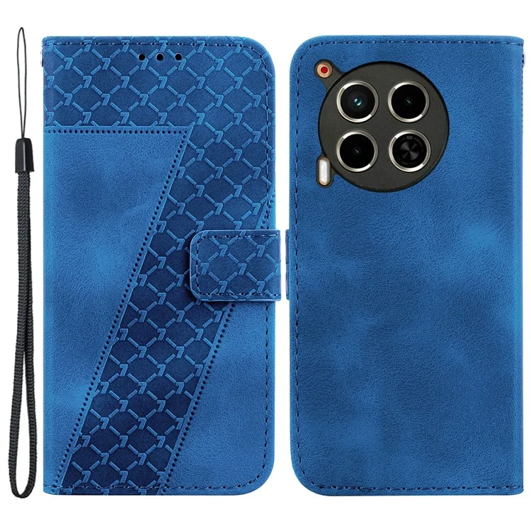 Para TECNO Camon 30 4G / 30 5G Carcasa Patrón Impresión Billetera Cuero Funda con Soporte - Azul Oscuro