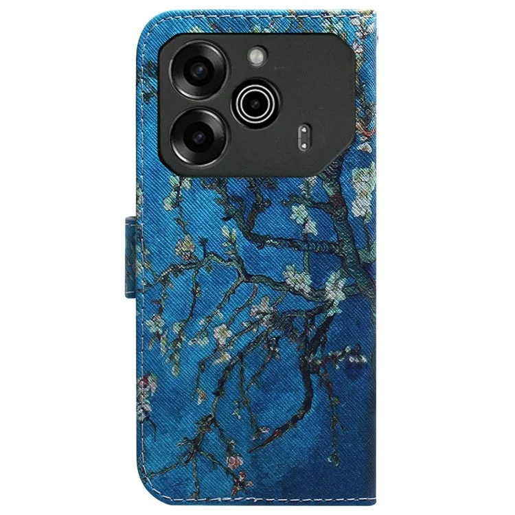 Per TECNO Pova 6 5G / 6 Pro 5G Custodia Portafoglio per Telefono Cellulare Stampa a Motivi Pelle PU Flip Cover - Fiori di Albicocca