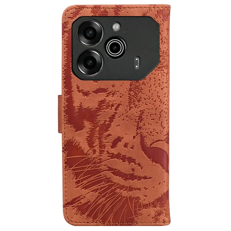 Для TECNO Pova 6 5G / 6 Pro 5G Кошелек Чехол Тигровый Принт Кожаный Подставка Чехол для Телефона - Коричневый