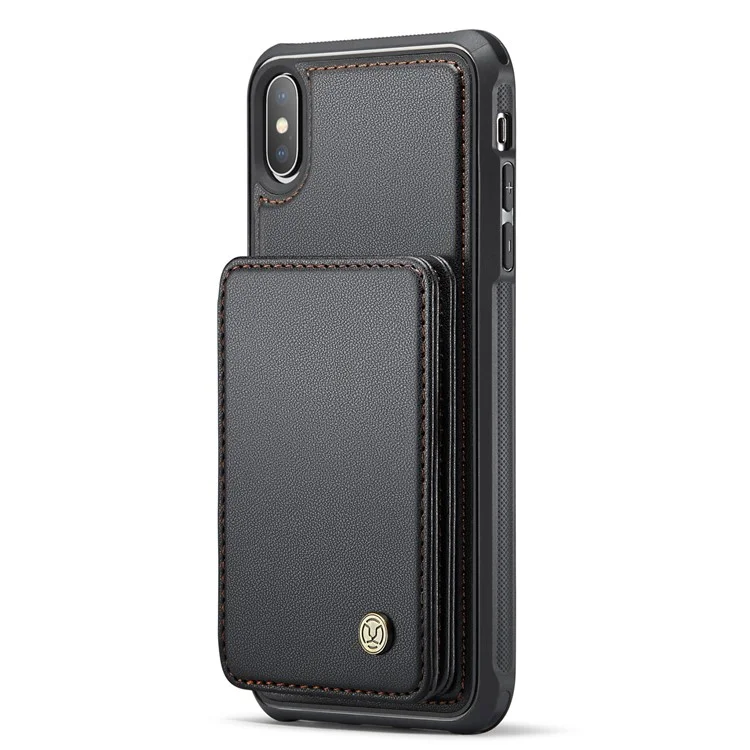 JEEHOOD J05 Funda magnética para iPhone XS Max Bolsa para tarjetas Soporte Cubierta de teléfono PU+TPU - Negro