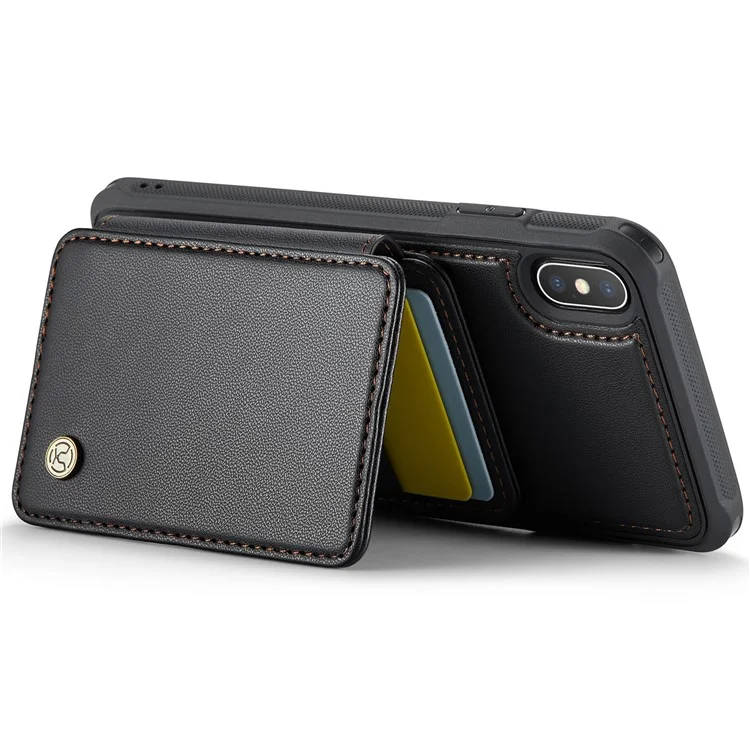 JEEHOOD J05 Funda magnética para iPhone XS Max Bolsa para tarjetas Soporte Cubierta de teléfono PU+TPU - Negro
