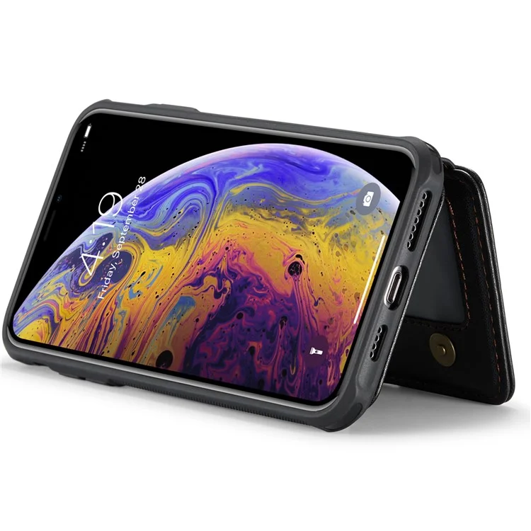 JEEHOOD J05 Funda magnética para iPhone XS Max Bolsa para tarjetas Soporte Cubierta de teléfono PU+TPU - Negro