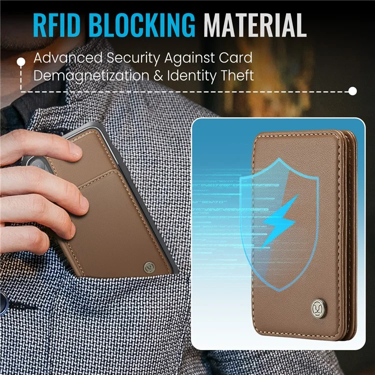 JEEHOOD J05 Funda para iPhone XR con soporte, Bolsa magnética para tarjetas, Cubierta de teléfono desmontable - Marrón