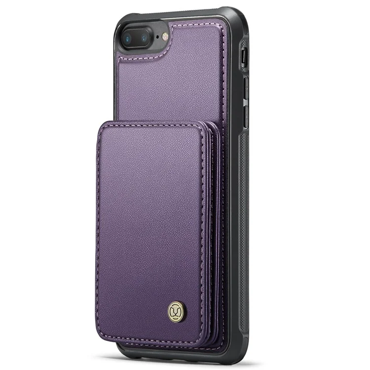 JEEHOOD J05 For iPhone 6 Plus / 7 Plus / 8 Plus / 6s Plus 5.5-inch Case Leather Mobile Cover with Detachable Magnetic Card Bag - Purple
