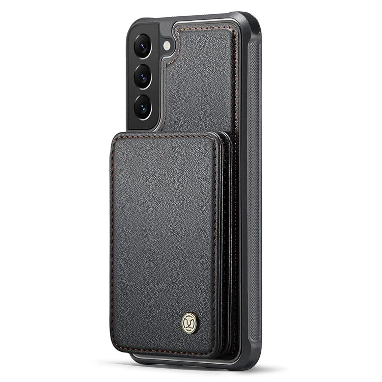 JEEHOOD J05 per Samsung Galaxy S22+ 5G Custodia TPU+Pelle Cover Telefonica con Borsa per Carte Rimovibile Magnetica - Nero