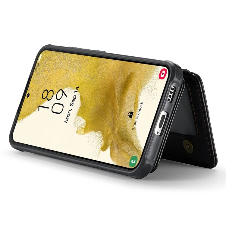 JEEHOOD J05 per Samsung Galaxy S22+ 5G Custodia TPU+Pelle Cover Telefonica con Borsa per Carte Rimovibile Magnetica - Nero