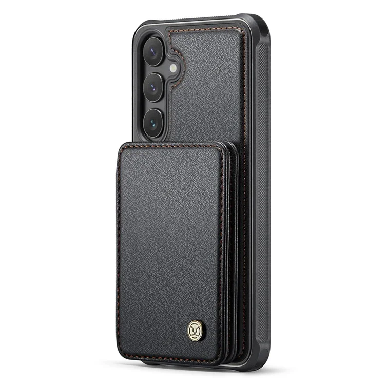 JEEHOOD J05 für Samsung Galaxy S24 Magnetische Hülle mit Ständer TPU Telefonhülle Abnehmbare Kartentasche - Schwarz