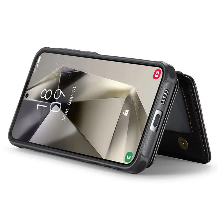 JEEHOOD J05 für Samsung Galaxy S24 Magnetische Hülle mit Ständer TPU Telefonhülle Abnehmbare Kartentasche - Schwarz