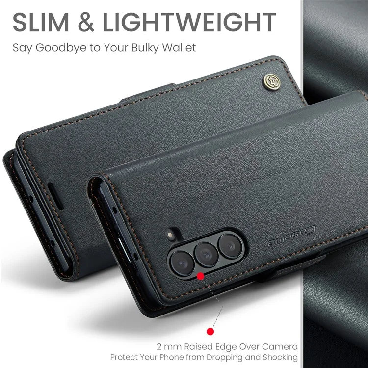 CASEME 023 Série Pour Étui Samsung Galaxy Z Fold6 5G RFID Blocage Portefeuille Support Housse De Téléphone - Noir