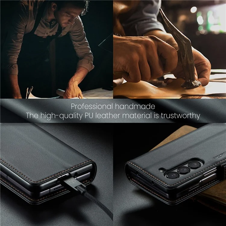 CASEME 023 Série Pour Étui Samsung Galaxy Z Fold6 5G RFID Blocage Portefeuille Support Housse De Téléphone - Noir