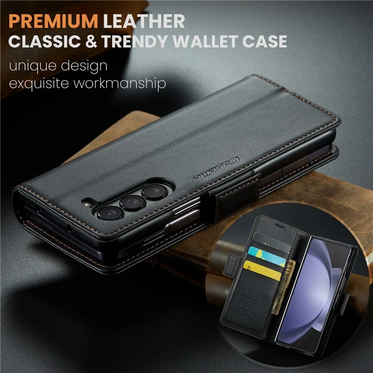 CASEME 023 Série Pour Étui Samsung Galaxy Z Fold6 5G RFID Blocage Portefeuille Support Housse De Téléphone - Noir