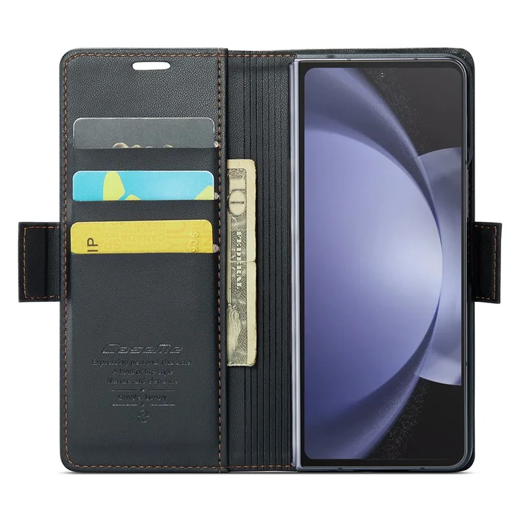 CASEME 023 Série Pour Étui Samsung Galaxy Z Fold6 5G RFID Blocage Portefeuille Support Housse De Téléphone - Noir