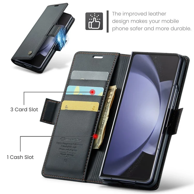 CASEME 023 Série Pour Étui Samsung Galaxy Z Fold6 5G RFID Blocage Portefeuille Support Housse De Téléphone - Noir
