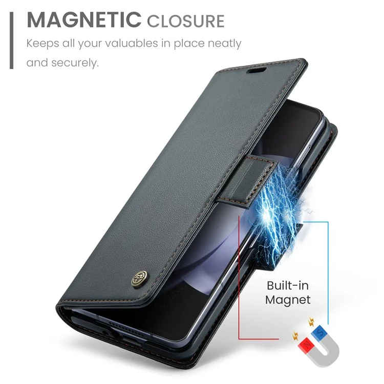 CASEME 023 Série Pour Étui Samsung Galaxy Z Fold6 5G RFID Blocage Portefeuille Support Housse De Téléphone - Noir