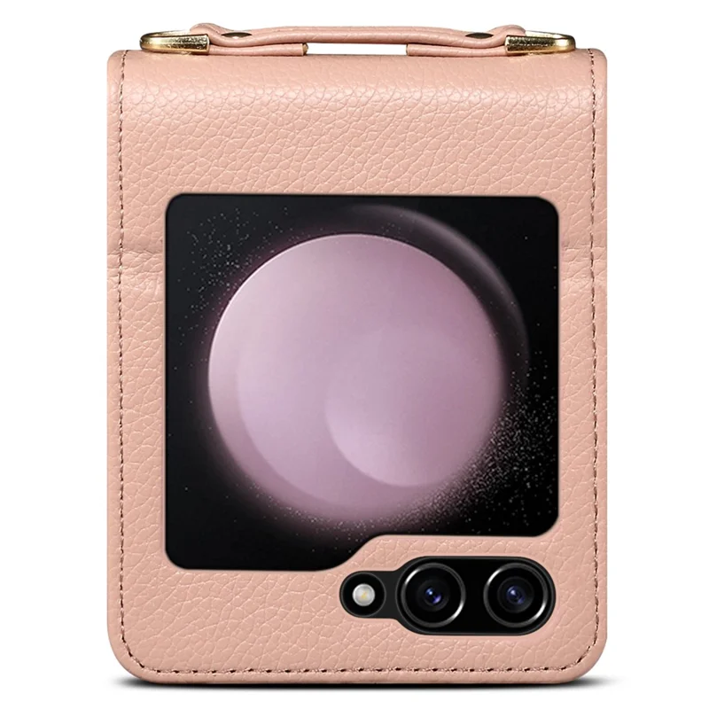 For Samsung Galaxy Z Flip7 FE 5G / Z Flip6 5G Case Zipper Card Holder PU Leather Back Cover with Chain Strap - Pink