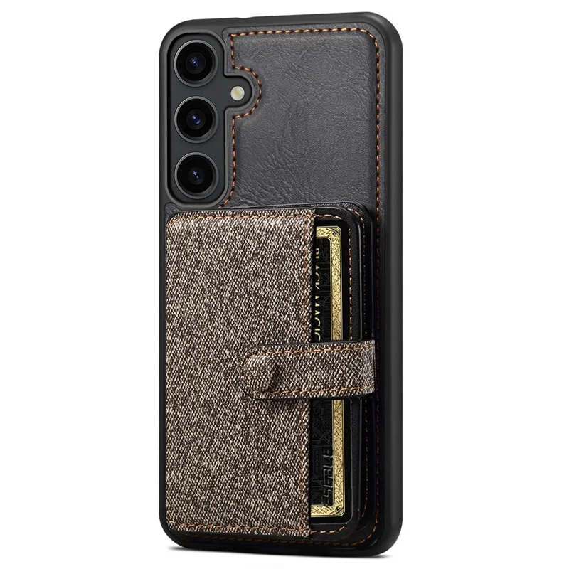 ESEBLE For Samsung Galaxy S24 Case PU Leather Coated PC+TPU Phone Cover Card Slots Kickstand - Dark Grey