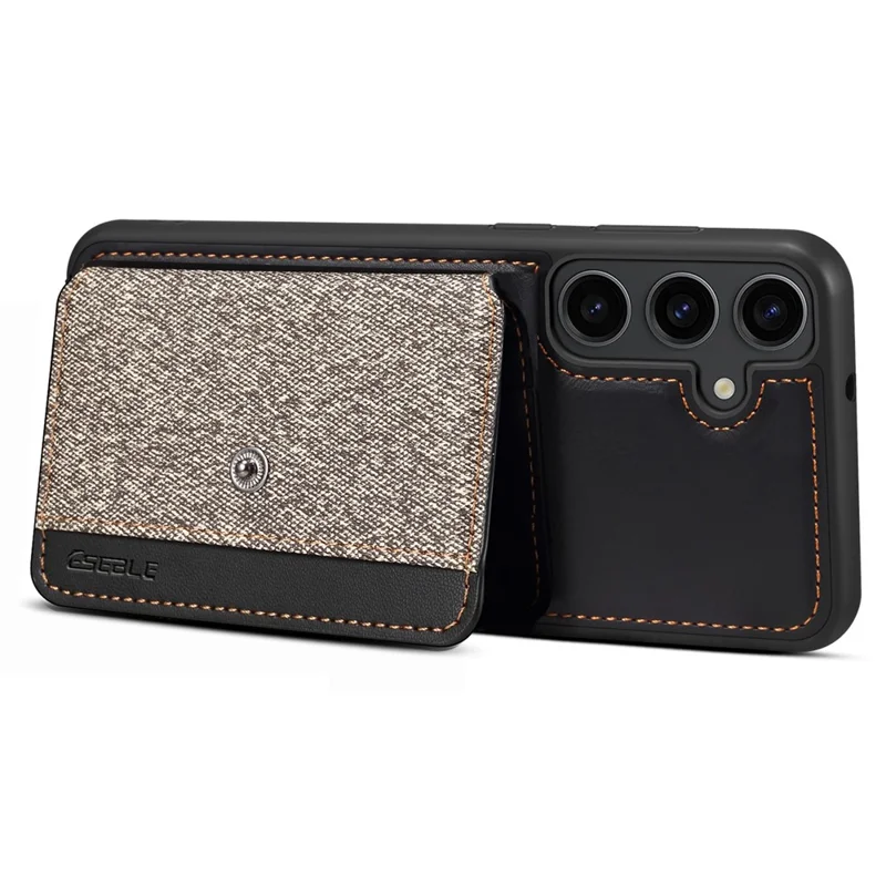 ESEBLE For Samsung Galaxy S24 Case PU Leather Coated PC+TPU Phone Cover Card Slots Kickstand - Dark Grey