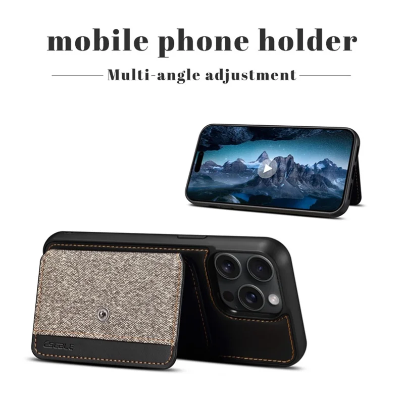 ESEBLE For iPhone 14 Pro Max Case Card Slots PU Leather Shockproof Hybrid Phone Cover - Dark Grey