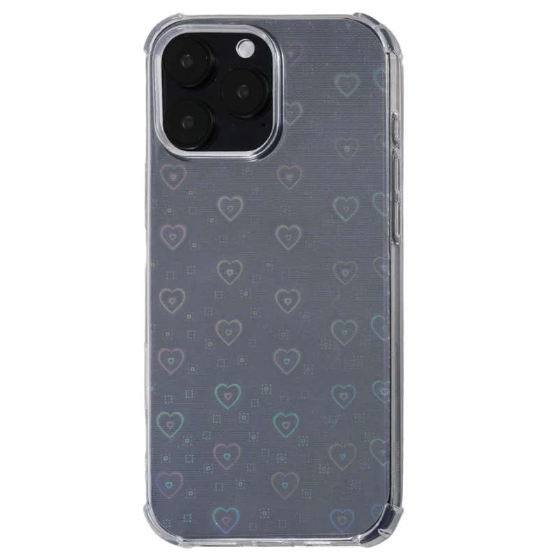 For iPhone 16 Pro Max Case Shockproof Flexible TPU Phone Cover with Card Paper - Love Heart