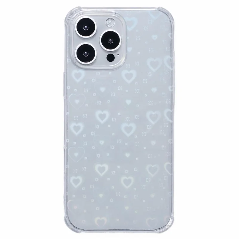 For iPhone 16 Pro Max Case Shockproof Flexible TPU Phone Cover with Card Paper - Love Heart