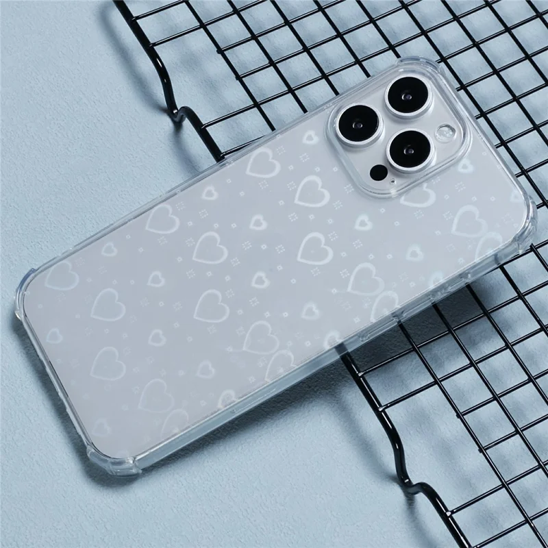 For iPhone 16 Pro Max Case Shockproof Flexible TPU Phone Cover with Card Paper - Love Heart