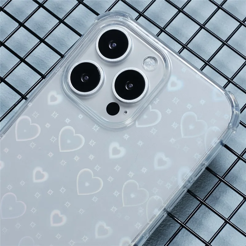 For iPhone 16 Pro Max Case Shockproof Flexible TPU Phone Cover with Card Paper - Love Heart