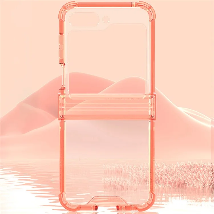 GKK per Samsung Galaxy Z Flip6 5G Airbag Cushion Hinge Phone Cases TPU+PC Folding Phone Cover - Arancione Trasparente