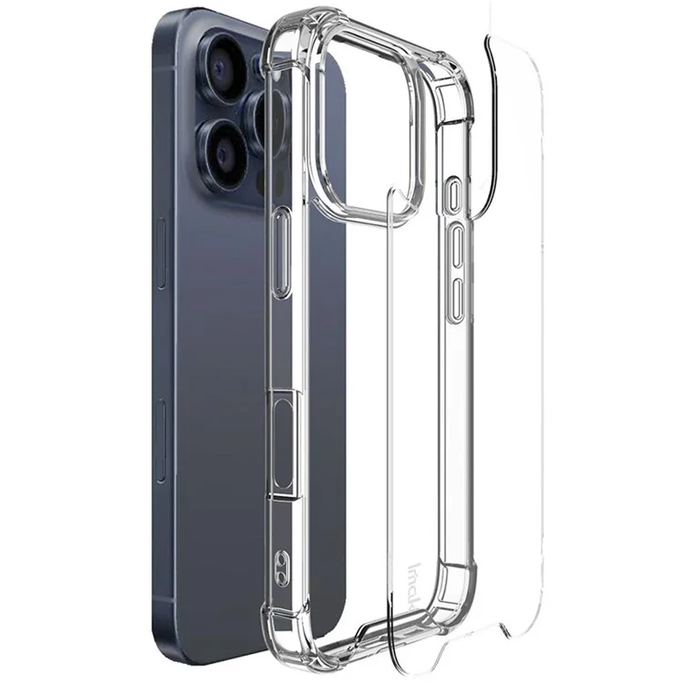 IMAK Pour iPhone 16 Pro Max Étui Airbag Coins PC+TPU Étui de Téléphone Transparent