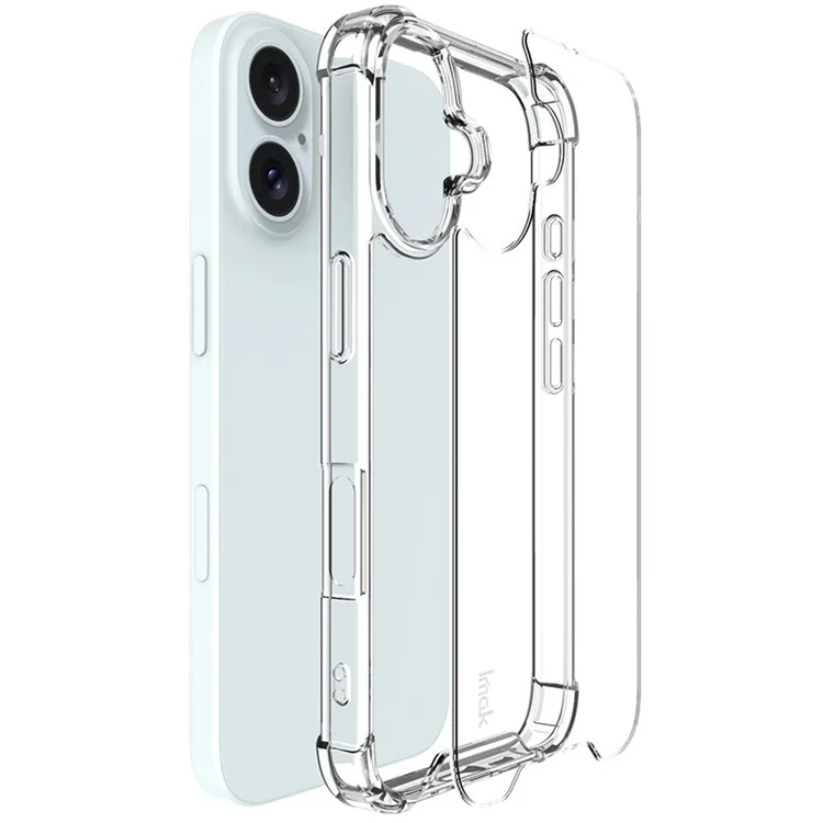 IMAK Für iPhone 16 Klares Gehäuse Airbag-Ecken TPU-Rahmen PC-Rückseite