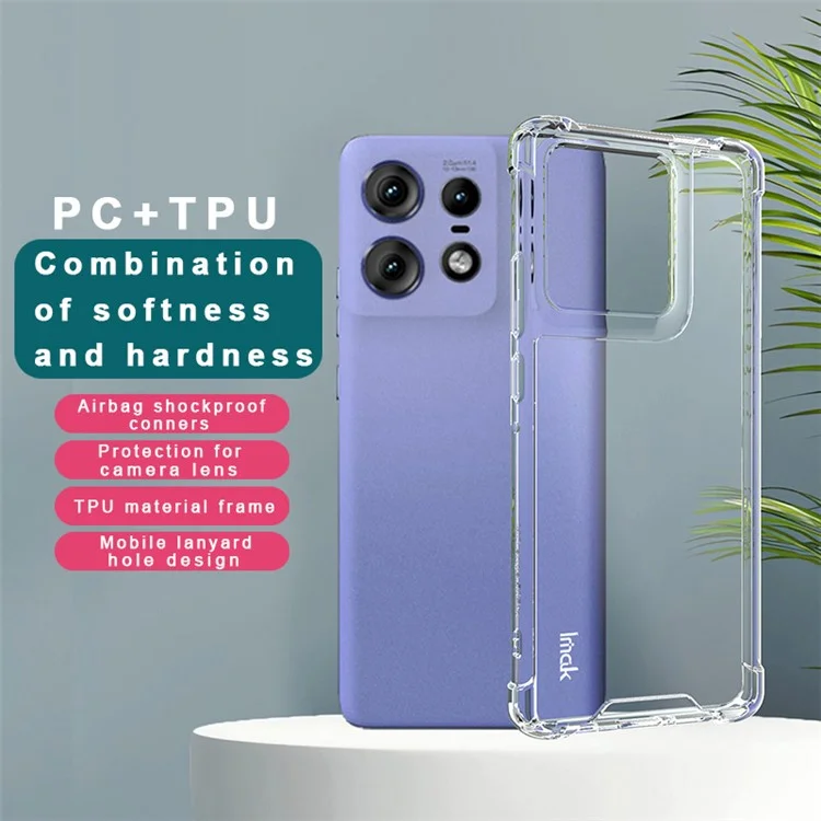 IMAK For Motorola Edge 50 Pro 5G Clear Case Shockproof Corners PC+TPU Phone Cover