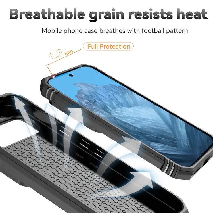 For Google Pixel 9 / 9 Pro Case Camera Protection PC+TPU Phone Cover with Kickstand - Black