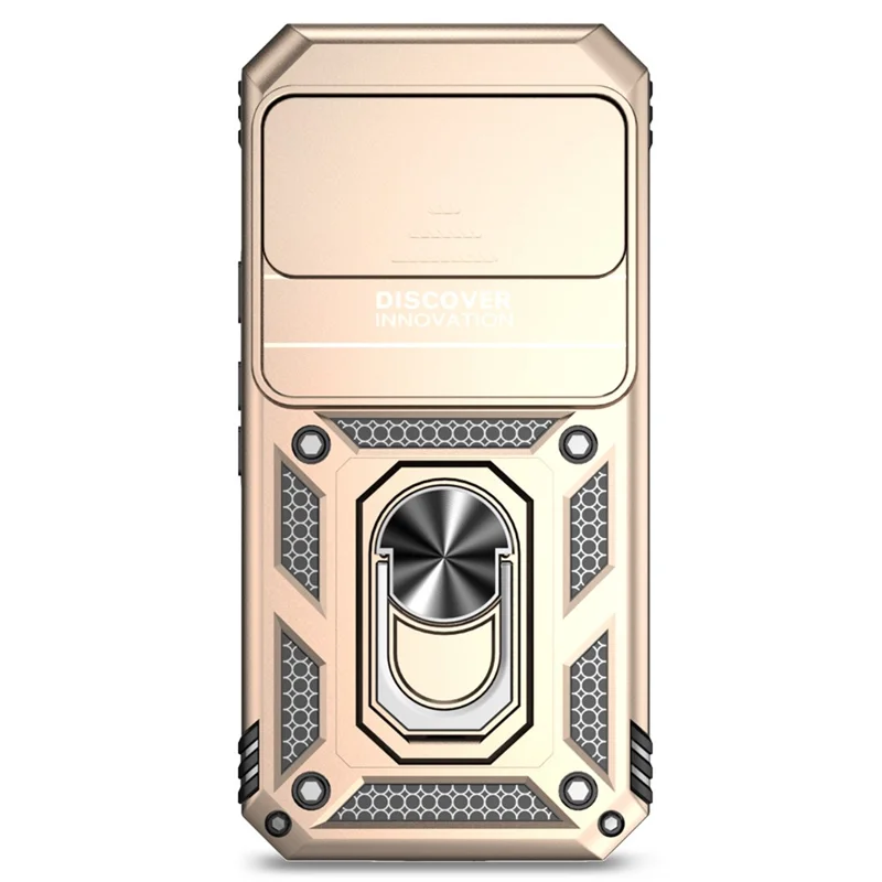 For Google Pixel 10 Pro / 10 / 9 / 9 Pro Case Camera Protection PC+TPU Phone Cover with Kickstand - Gold