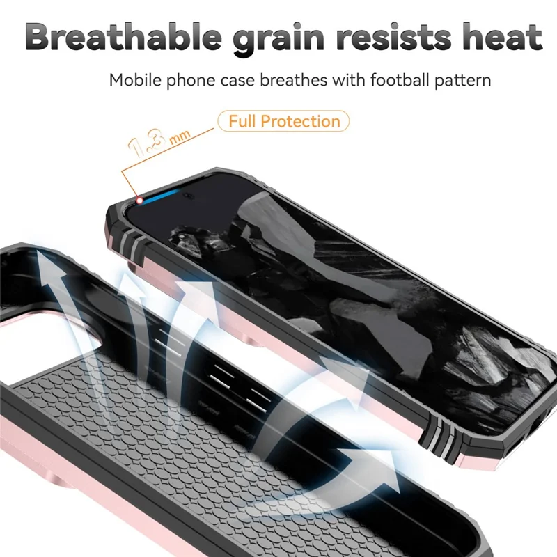 For Google Pixel 10 Pro XL / Pixel 9 Pro XL Case Rugged PC+TPU Phone Protector with Slide Camera Cover / Kickstand - Rose Gold