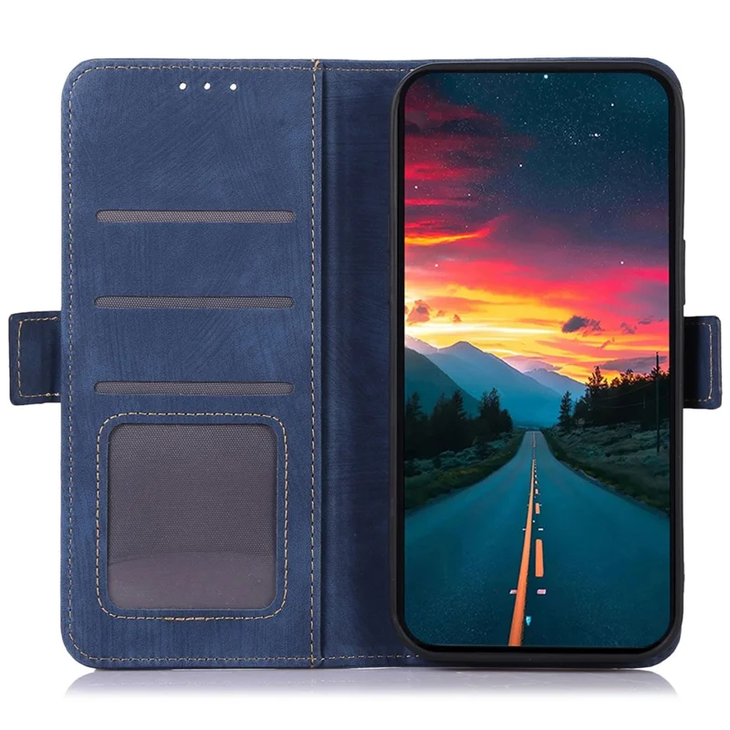 ABEEL For Samsung Galaxy S24 FE Case Retro Leather Phone Cover Magnetic Clasp - Blue