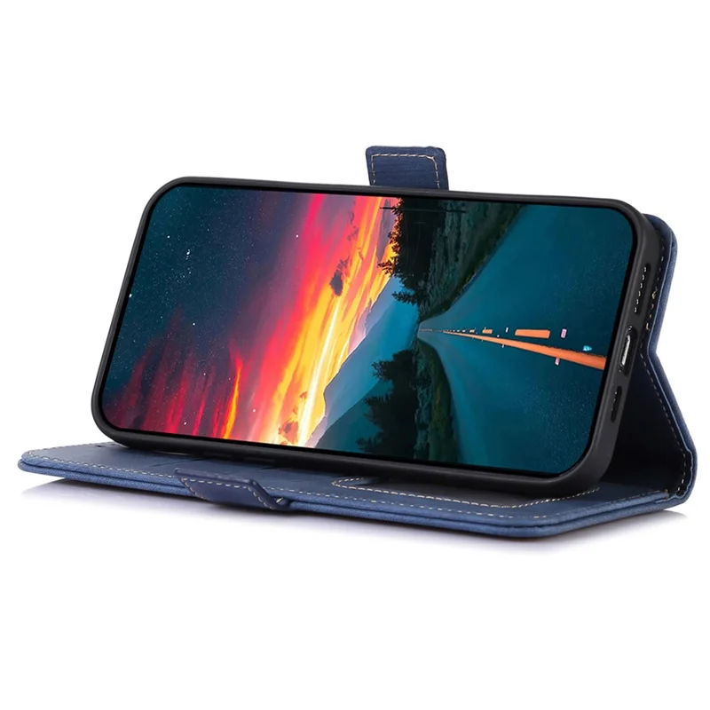 ABEEL For Samsung Galaxy S24 FE Case Retro Leather Phone Cover Magnetic Clasp - Blue