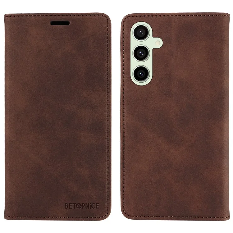 BETOPNICE 003 For Samsung Galaxy S24 FE Case RFID Blocking Wallet Leather Cover - Braun