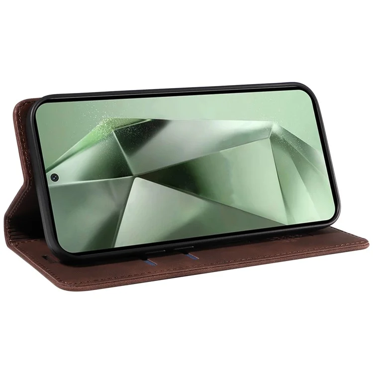 BETOPNICE 003 For Samsung Galaxy S24 FE Case RFID Blocking Wallet Leather Cover - Braun